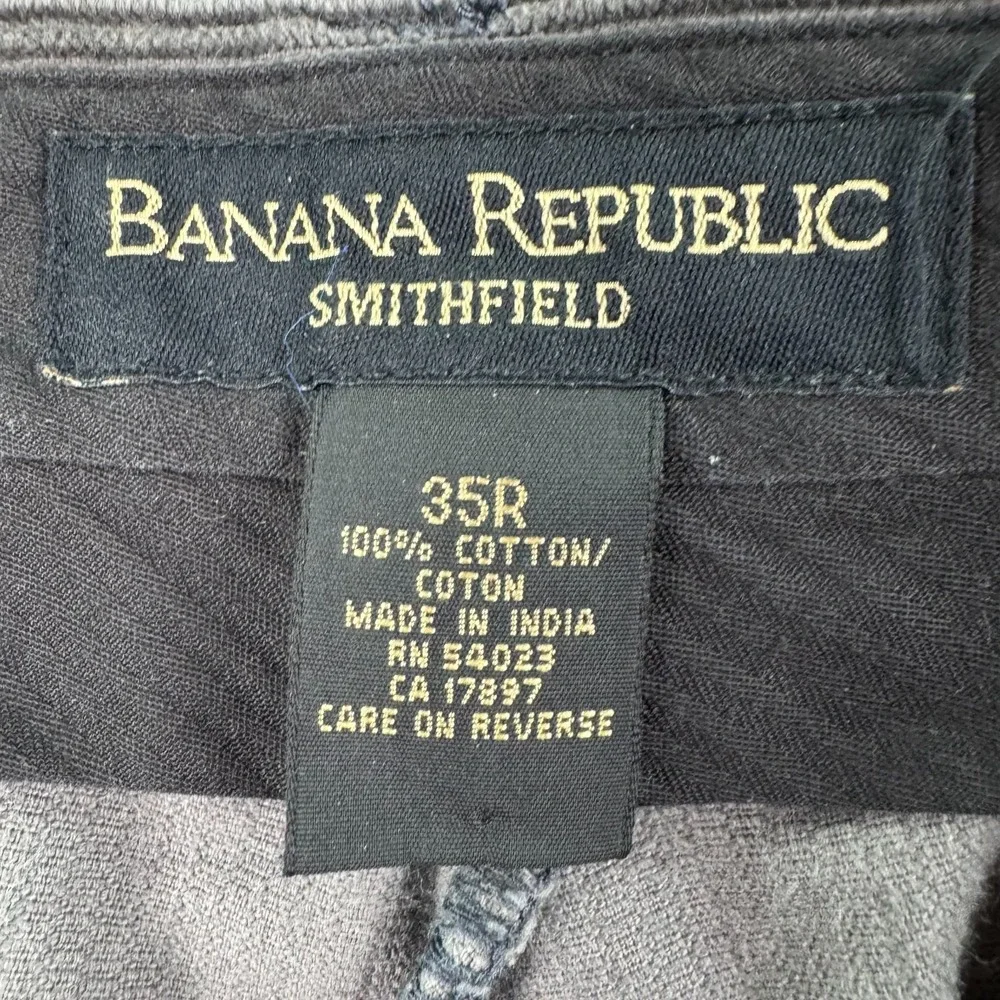 Vintage Banana Republic Pants Men 35x28 Gray Corduroy Pleated Cuffed Smithfield